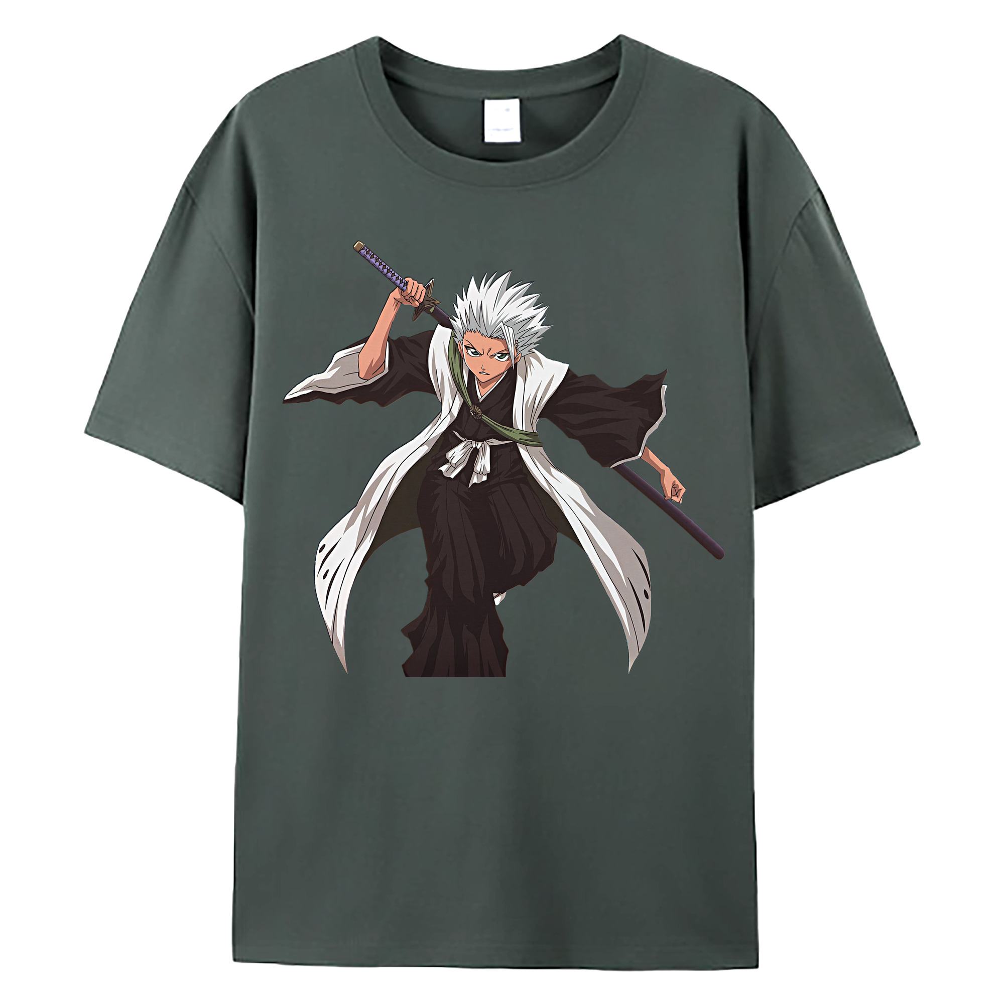 （画像用） ブリーチ 日番谷冬獅郎（ひつがや とうしろう） BLEACH Hitsugaya Toushirou 綿100％ メンズ半袖Tシャツ｜肌触りやわらか＆通気性